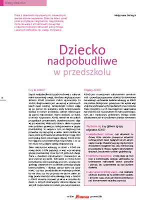 Dziecko nadpobudliwe w przedszkolu Miesięcznik BLIŻEJ PRZEDSZKOLA