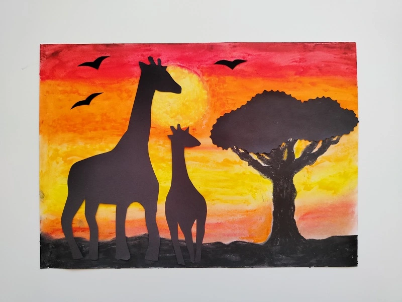 Zachód słońca w Afryce – praca plastyczna dla przedszkolaków