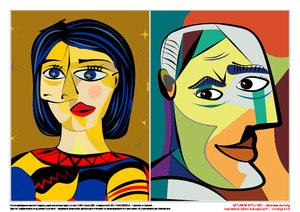 Sztuka w stylu eko. Kolorowe portrety inspirowane stylem kubistycznym (PD)