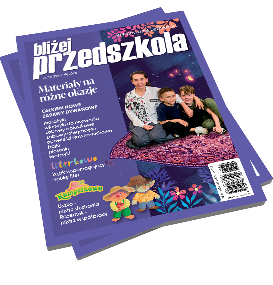 Okładka miesięcznika BLIŻEJ PRZEDSZKOLA nr 7-8.298-299/2026 – materiały na cały rok