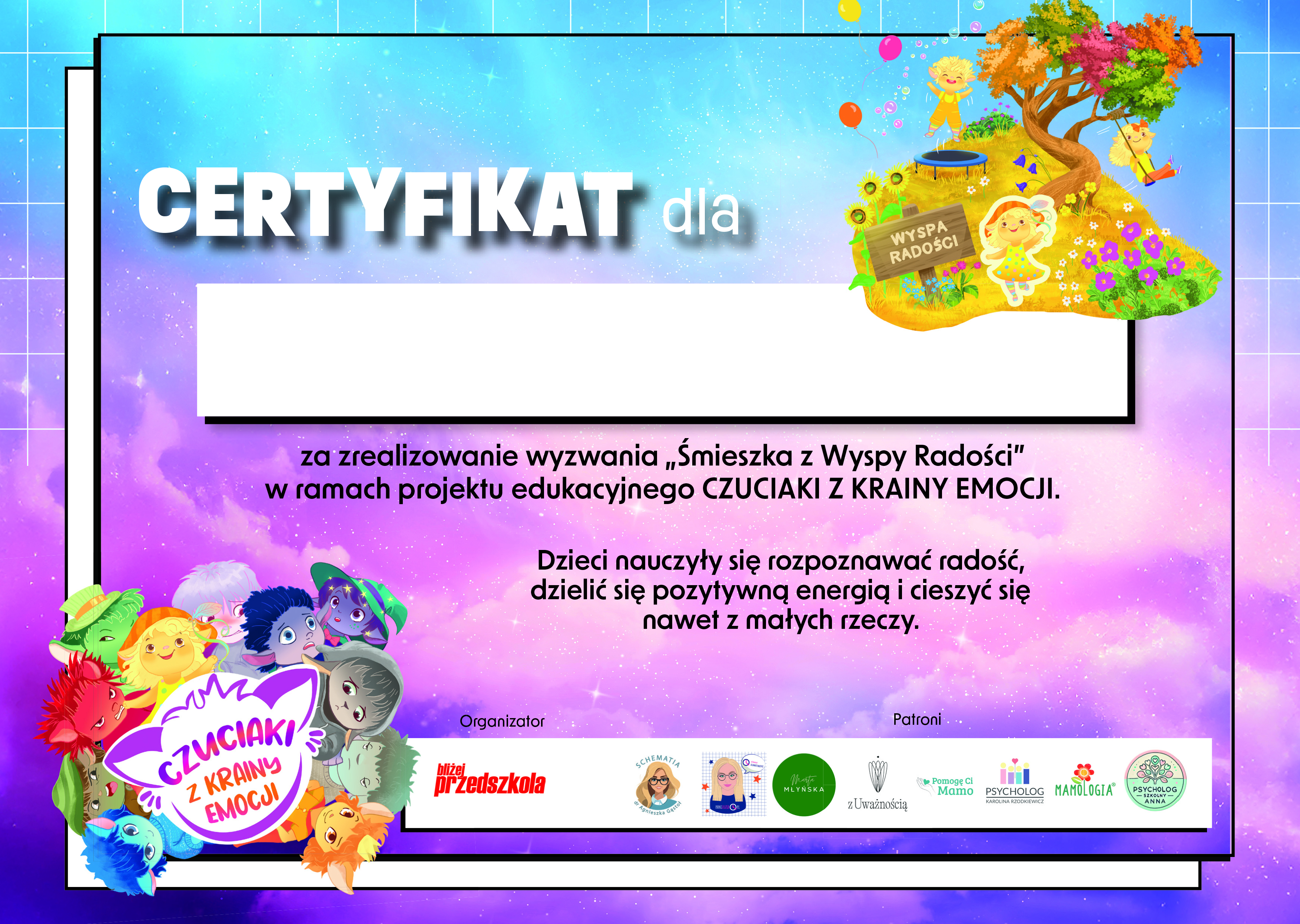Certyfikat Czuciaki – podgląd