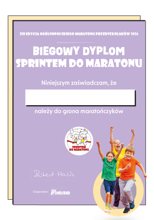 Miniatura dyplomiku A5 eko Sprintem do Maratonu