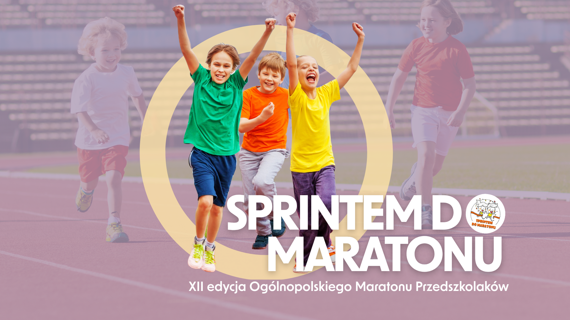 Sprintem do Maratonu 2026 - dzieci na stadionie