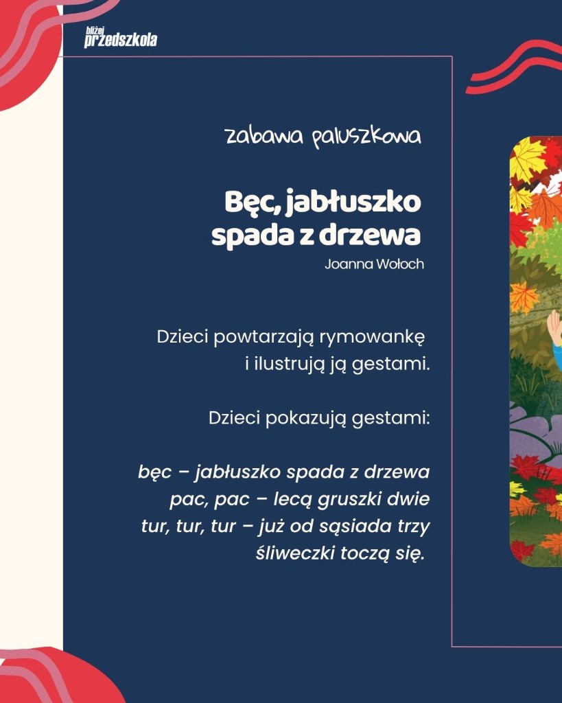 Zabawa paluszkowa: Bęc, jabłuszko spada z drzewa
