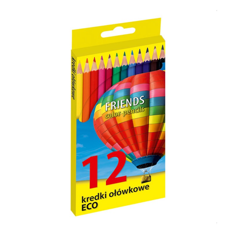 Kredki ołówkowe ECO, sześciokątne 12 kolorów