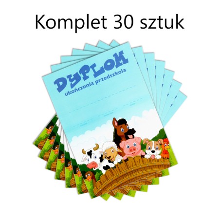 Dyplom ukończenia przedszkola (zwierzątka) - komplet 30 szt.