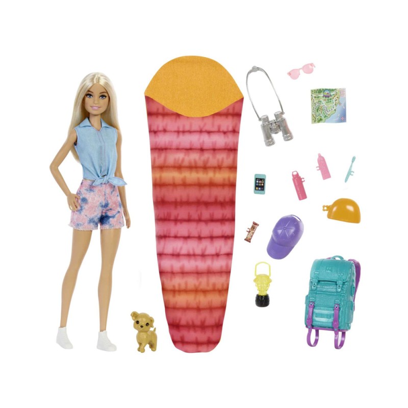 Lalka Barbie Malibu Camping podróżniczka + akcesoria