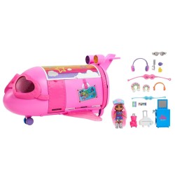 Lalka Barbie Extra Fly Minis + różowy tęczowy samolot
