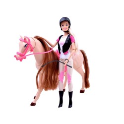 Lalka Anlily dżokejka z chodzącym koniem + akcesoria