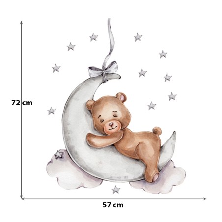 Naklejki na ścianę: Miś na księżycu II