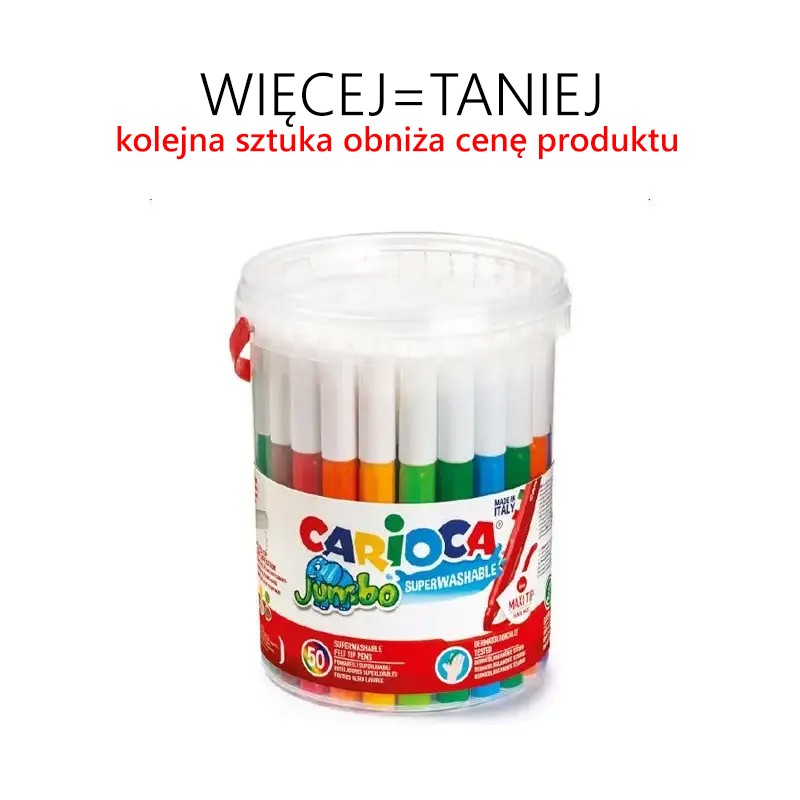 Pisaki 50 sztuk, 24 kolory Carioca Jumbo, wiaderko