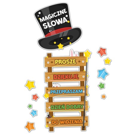 Dekoracja jednostronna - Magiczne słowa 12 elementów