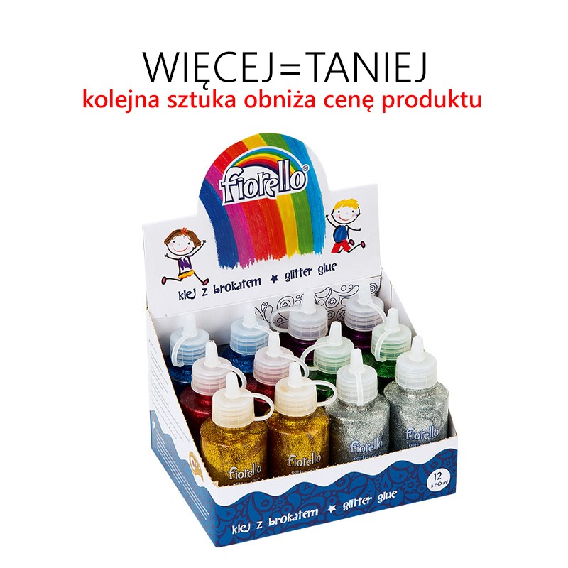 Klej z brokatem 6 kolorów x 2 butelki po 60 ml