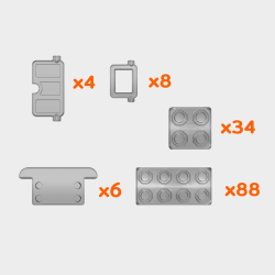 Klocki Waffle Budowlane Cegły Junior - 140 elementów + okna i drzwi