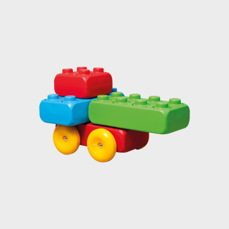 Klocki Waffle Budowlane Cegły - 30 elementów + 2 kółka