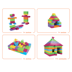 Klocki Waffle Budowlane Cegły: Pastel - 33 elementy