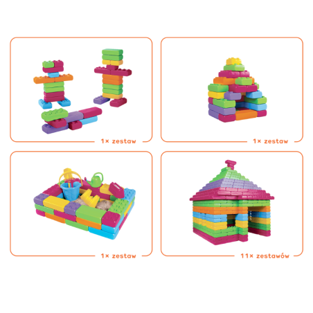 Klocki Waffle Budowlane Cegły: Pastel - 33 elementy