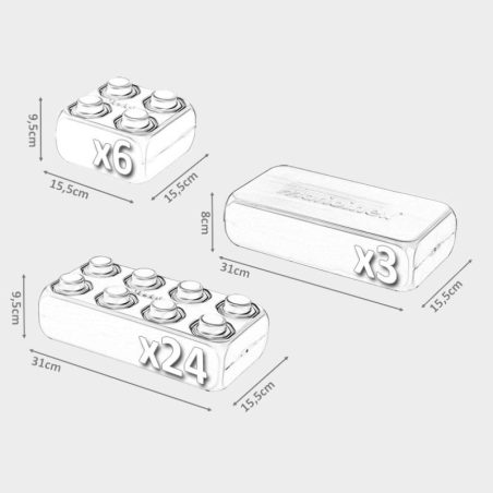Klocki Waffle Budowlane Cegły - 33 elementy