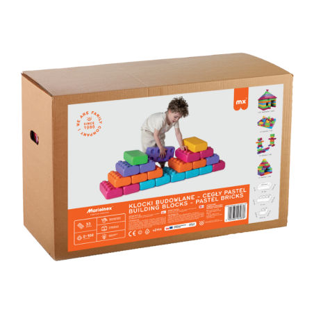 Klocki Waffle Budowlane Cegły: Pastel - 33 elementy