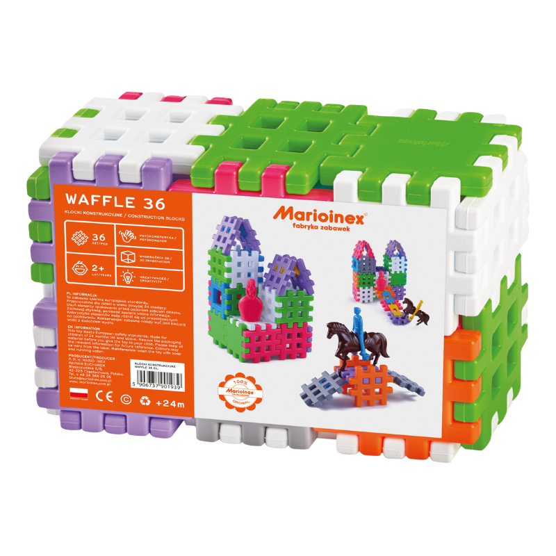 Klocki Waffle Konstrukcyjne: zestaw 36 elementów