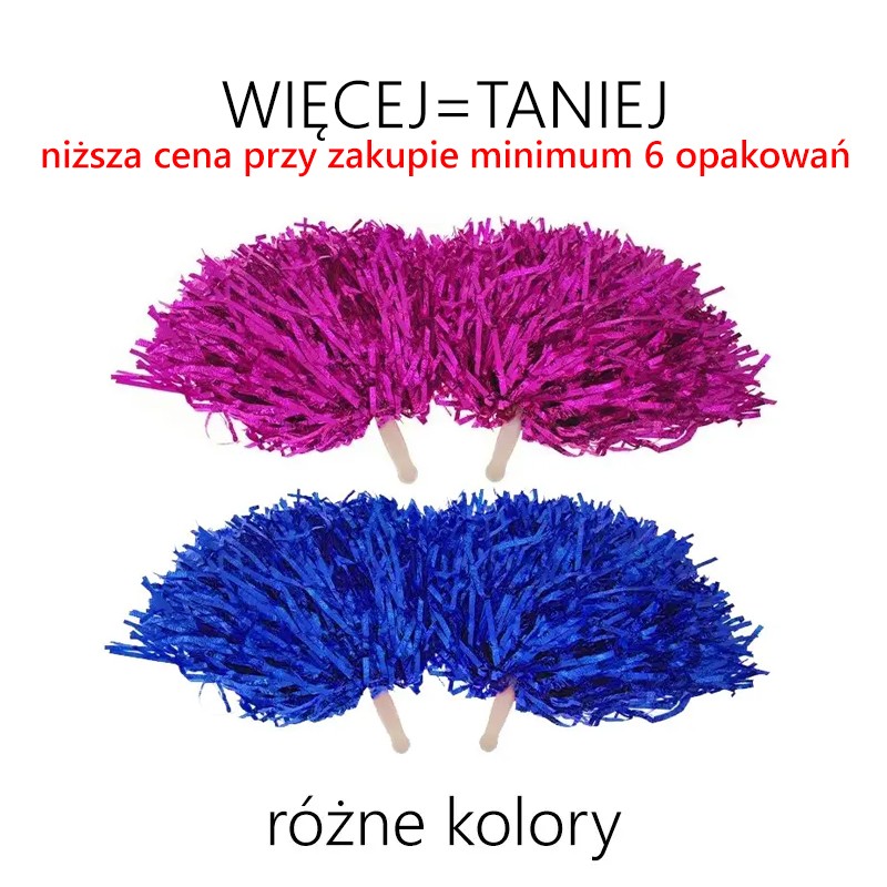 Pompony dla cheerleaderek DUŻE (2 szt.) - RÓŻNE KOLORY