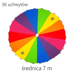 Chusta animacyjna 7 barw, 36 uchwytów, średnica 7 m