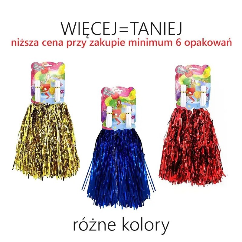 Pompony dla cheerleaderek MAŁE (2 szt.) - RÓŻNE KOLORY