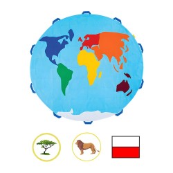 Mata edukacyjna MAPA ŚWIATA z elementami na rzepy - RÓŻNE RODZAJE