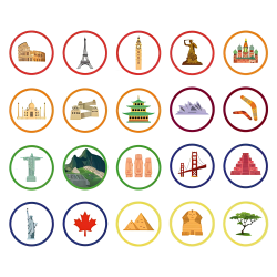 Mata edukacyjna MAPA ŚWIATA z elementami na rzepy - RÓŻNE RODZAJE