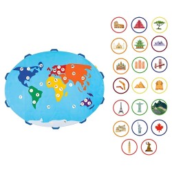 Mata edukacyjna MAPA ŚWIATA z elementami na rzepy - RÓŻNE RODZAJE