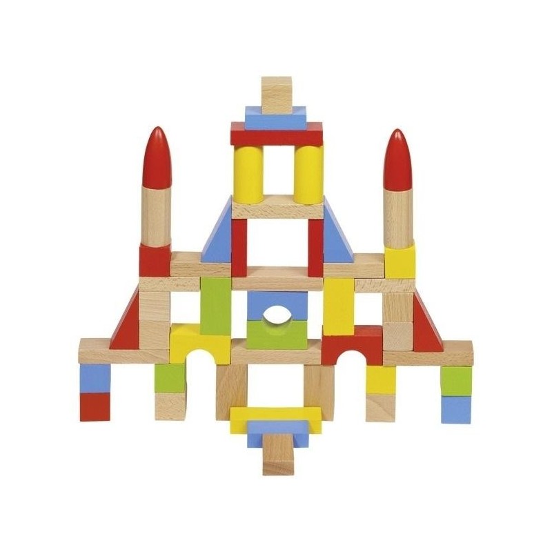 Klocki drewniane kolorowe 50 elementów