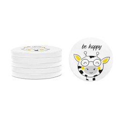 Poduszki  gr. 3 cm ekoskóra okrągłe ZWIERZĄTKA - RÓŻNE WZORY