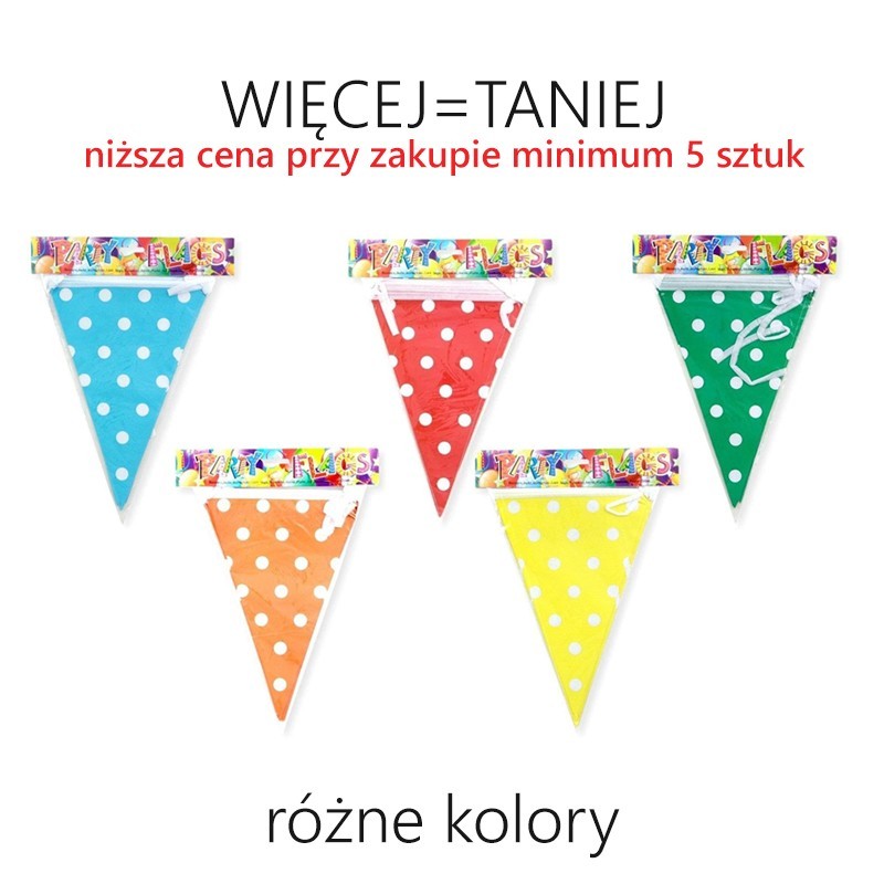 Girlanda flagi w kropki długość 6 m - RÓŻNE KOLORY