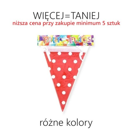 Girlanda flagi w kropki długość 6 m - RÓŻNE KOLORY