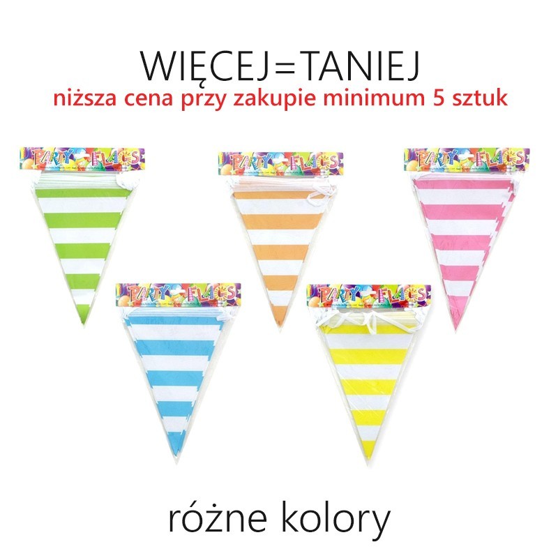 Girlanda flagi w paski długość 6 m - RÓŻNE KOLORY