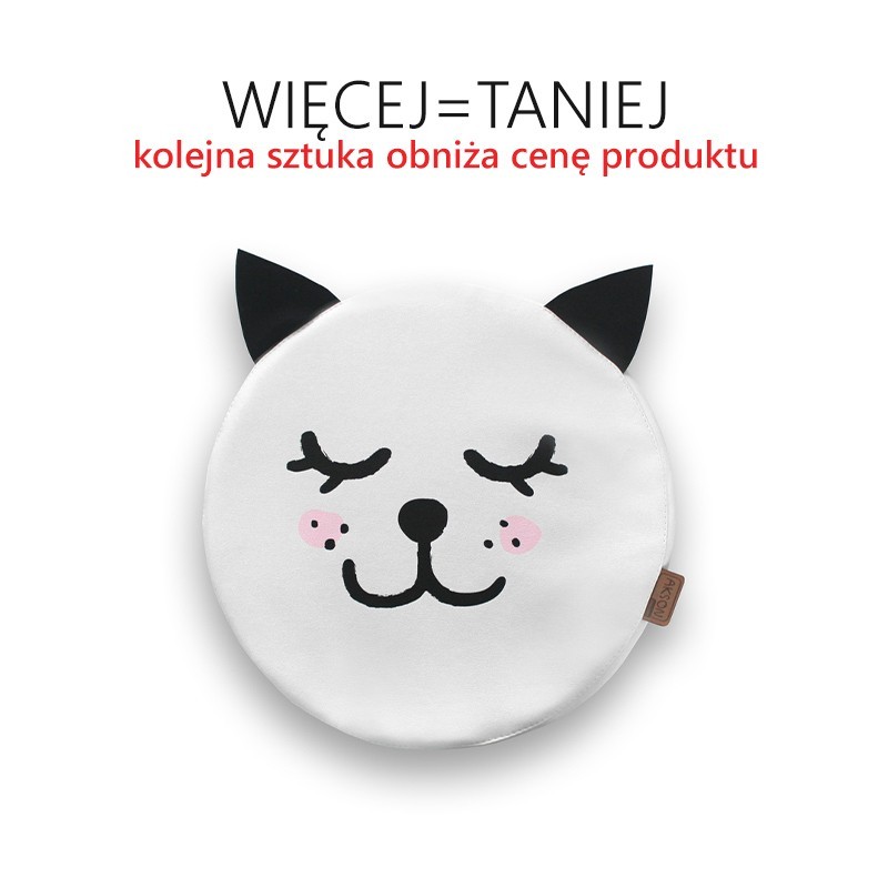 Poduszki biała ekoskóra KOTEK z uszkami 6 cm - RÓŻNE RODZAJE