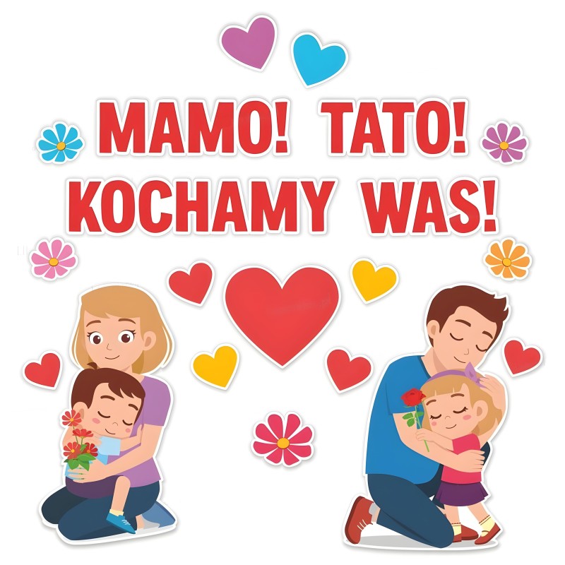 Dekoracja jednostronna - Dzień Mamy i Taty / Rodzice 20 elementów