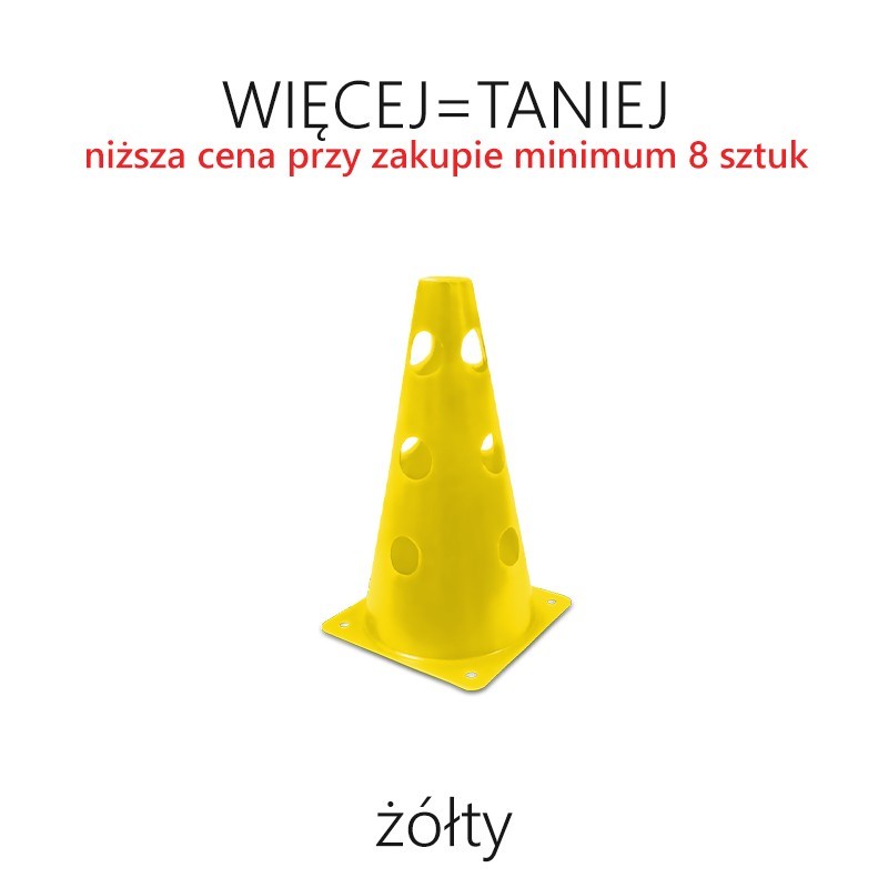 Pachołek gimnastyczny 24 cm z otworami - RÓŻNE KOLORY