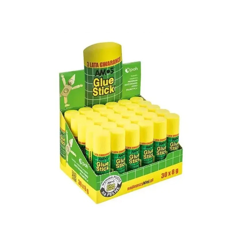 Klej w sztyfcie 8 g Glue Stick Amos - opakowanie 30 sztuk