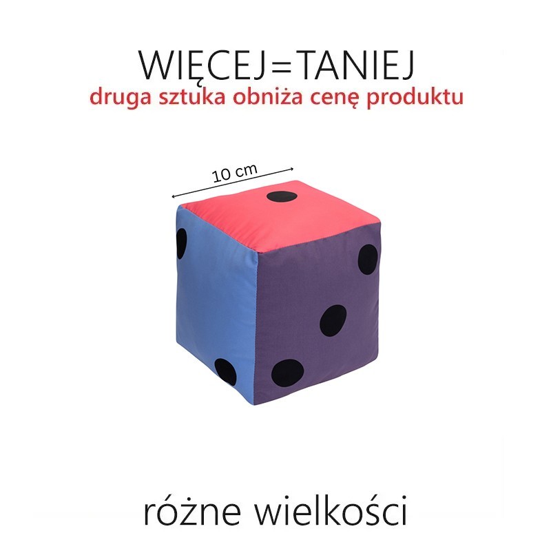 Kostka edukacyjna kropki PASTELOWA - RÓŻNE ROZMIARY