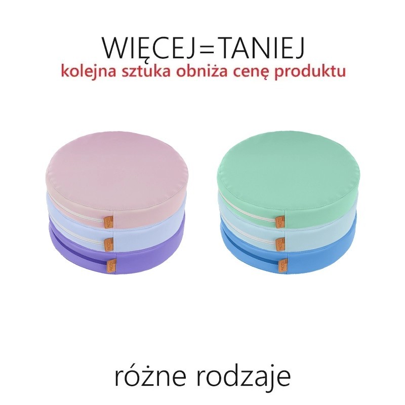 Poduszki gr. 6 cm ekoskóra PREMIUM okrągłe, zestaw 3 szt. pastelowe - RÓŻNE RODZAJE