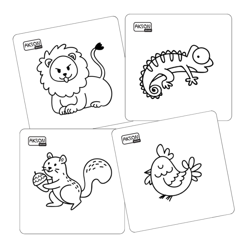 Karty do zabaw (zestaw 20 szt.) do kolorowania - RÓŻNE RODZAJE