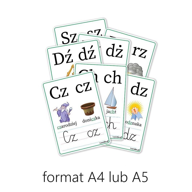 Plansze edukacyjne DWUZNAKI 7 kart - RÓŻNE FORMATY