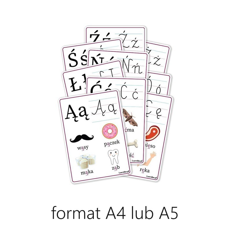 Plansze edukacyjne ALFABET rozszerzenie 9 kart - RÓŻNE FORMATY