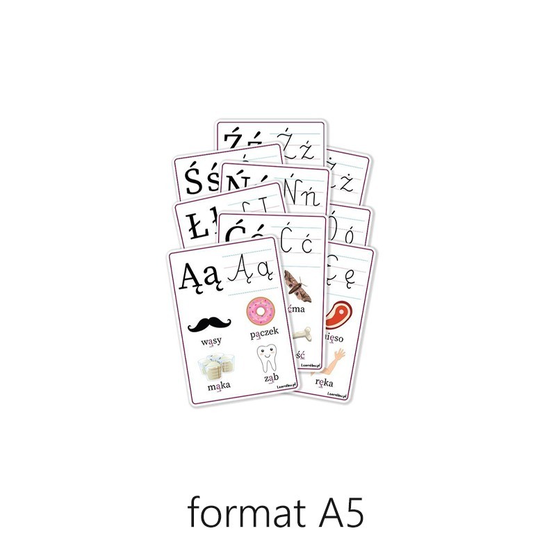 Plansze edukacyjne ALFABET rozszerzenie 9 kart - RÓŻNE FORMATY