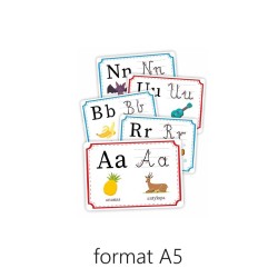 Plansze edukacyjne ALFABET spółgłoski i samogłoski 32 karty, format A5