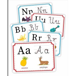 Plansze edukacyjne ALFABET spółgłoski i samogłoski 32 karty, format A5