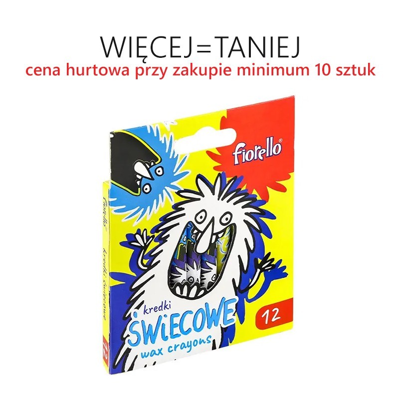 Kredki świecowe 12 kolorów, okrągłe EXTRA Fiorello
