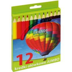 Kredki sześciokątne 12 kolorów, ołówkowe JUMBO - GRUBE