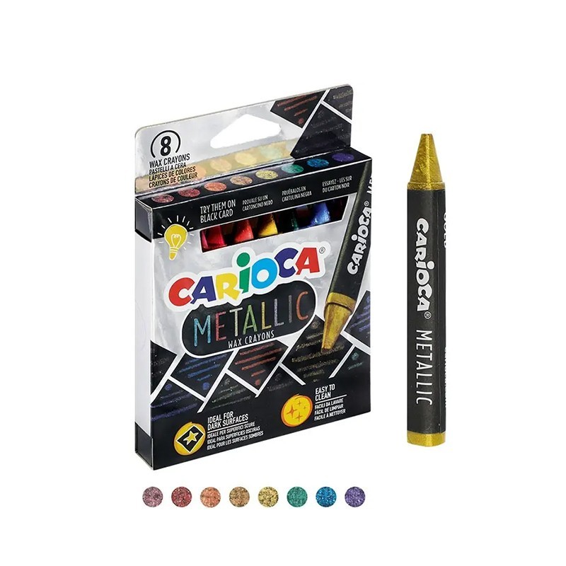 Kredki świecowe 8 kolorów, metaliczne Carioca